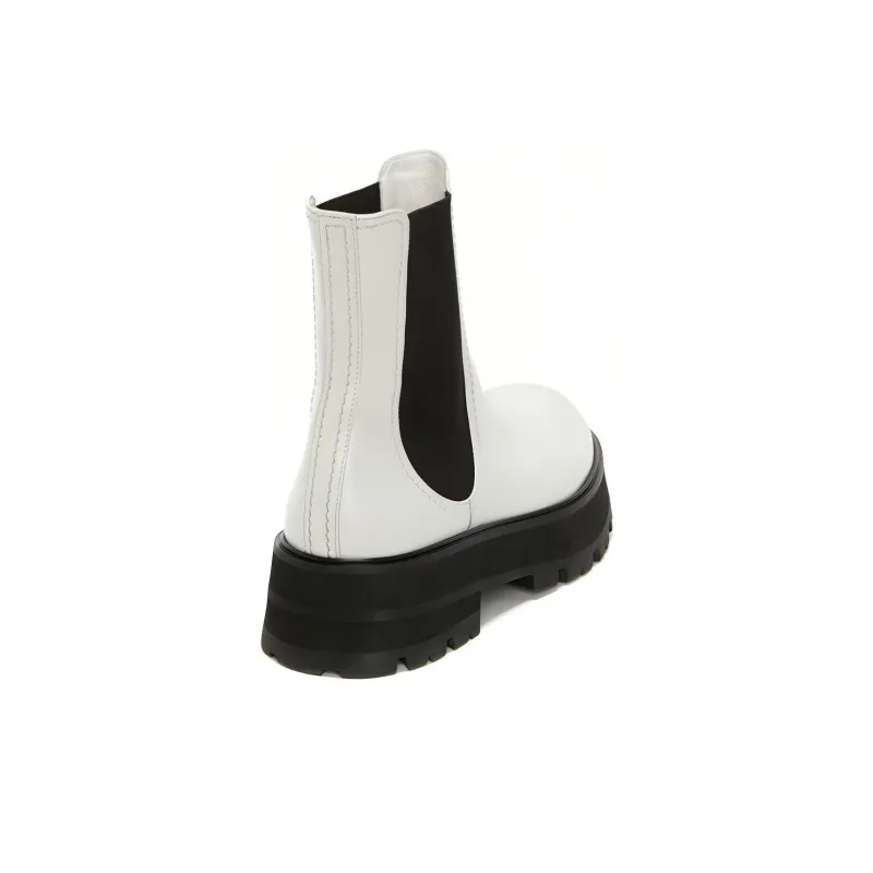 Alexander McQueen Rave Chelsea Boot White Black Women's-3
