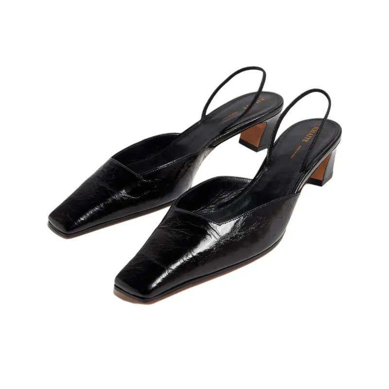 KHAITE Roosevelt Spool Heel High Heels 5cm Women's Black-3