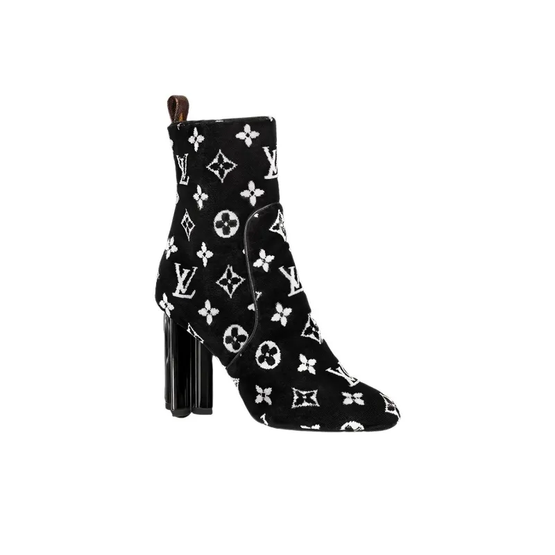LOUIS VUITTON Silhouette Ankle Boots 10cm Women's Black White-1