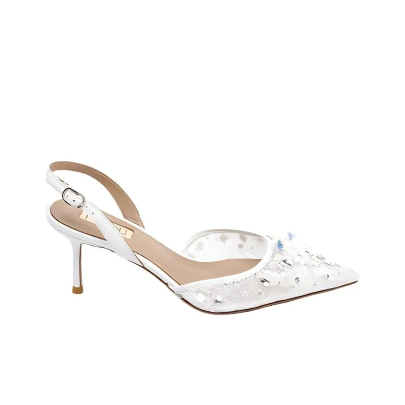 NICOLI Hailee Slim Heel High Heels 7cm Women's White-1