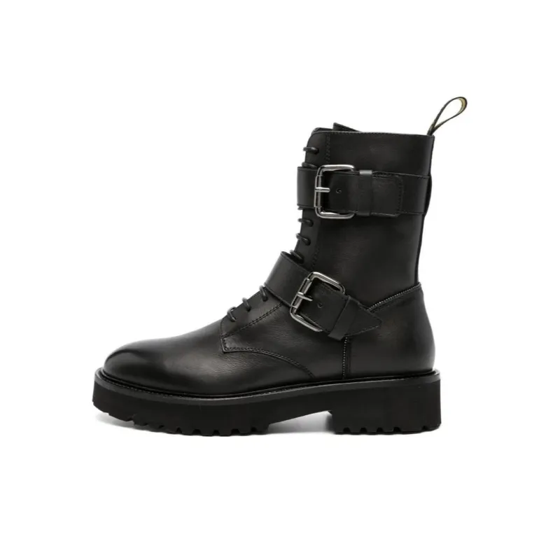 DOUCAL'S Buckled Lace up Leather Boots Women's-0