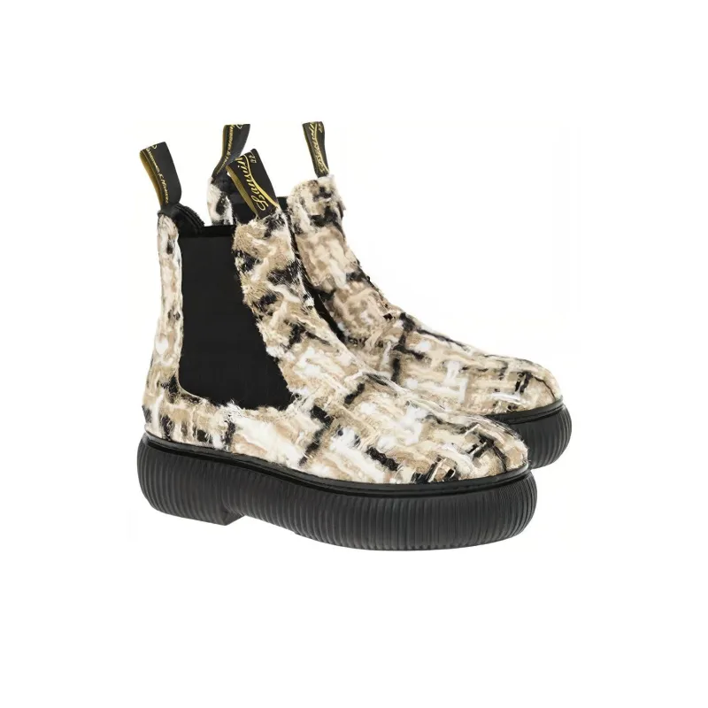 Lanvin Chelsea Boots Women's Beige Black-2