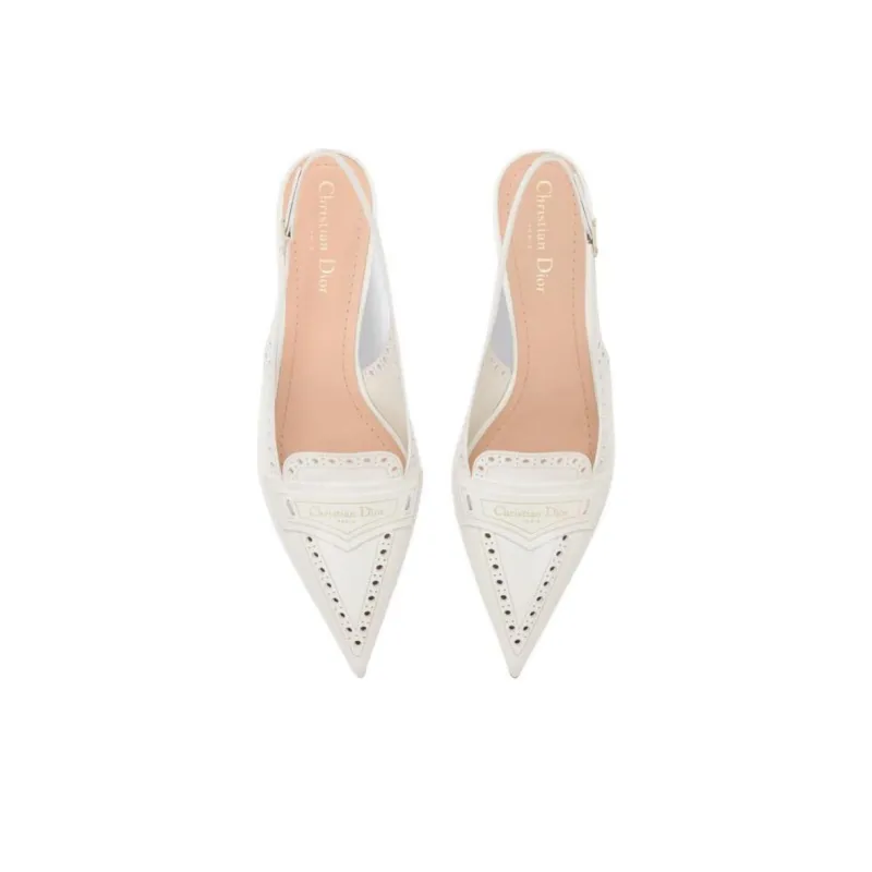 DIOR Boy Slim Heel High Heels 4cm Women's White-4