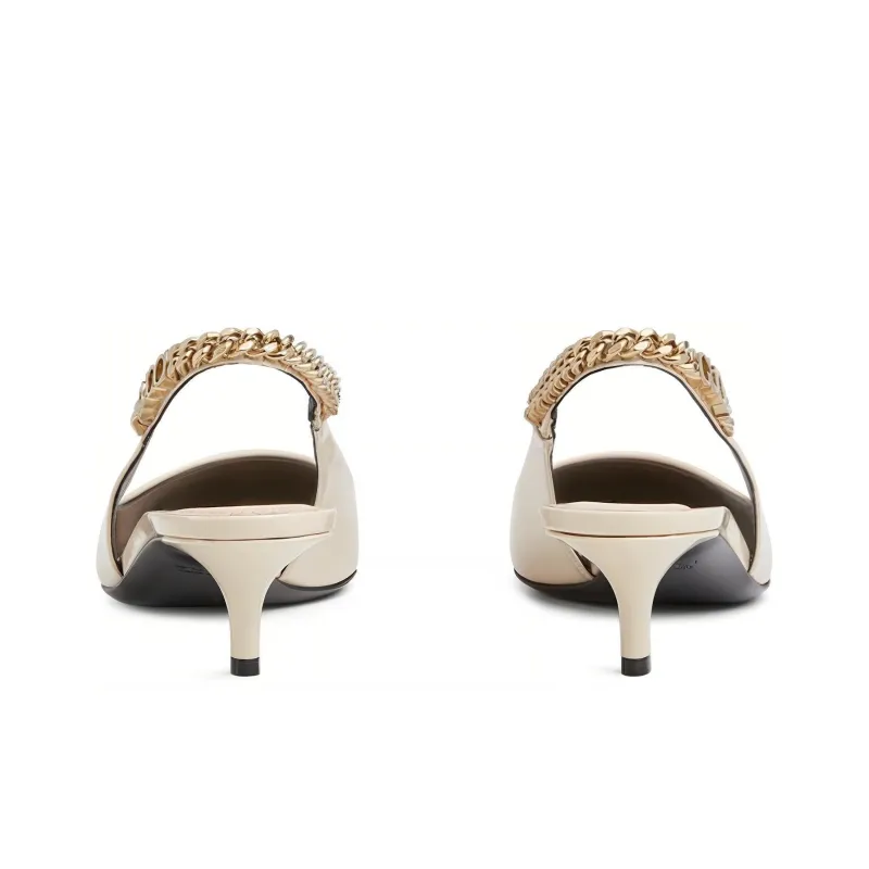 GUCCI SLINGBACK Slim Heel High Heels 4.5cm Women's White-3