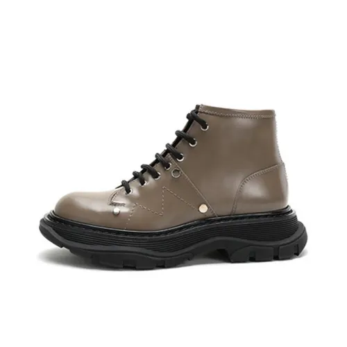 Alexander McQueen Lace Up Ankle Boots 'Khaki' Women's