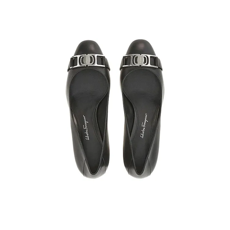 FERRAGAMO Spool Heel High Heels 5.5cm Women's Black-2