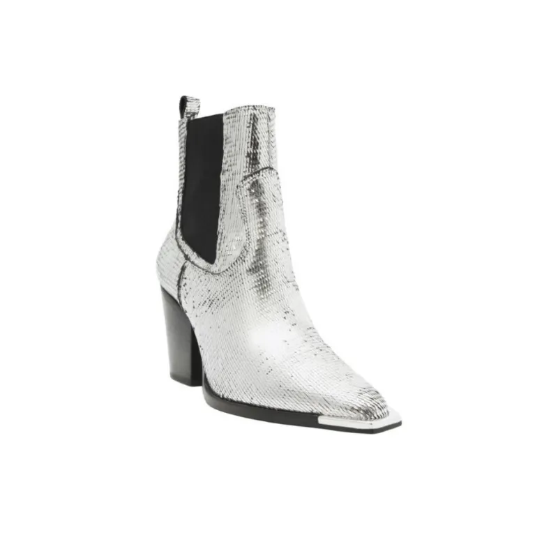 Schutz Short Chelsea Boots 8.3cm Women's Silver-2