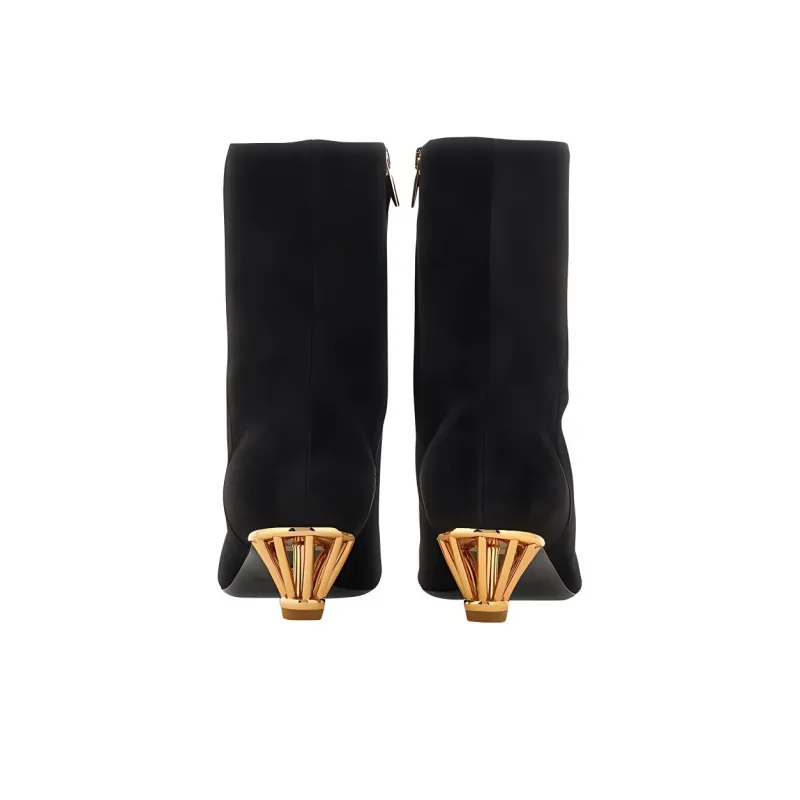 FERRAGAMO CAGE Ankle Boots 4cm Women's Black-4