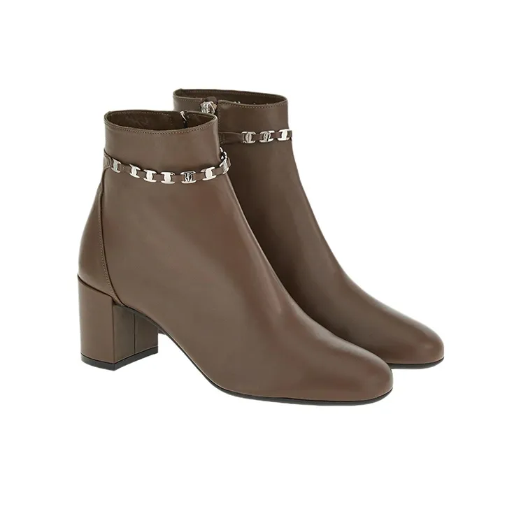 FERRAGAMO Chain-link Leather Ankle Boots-2