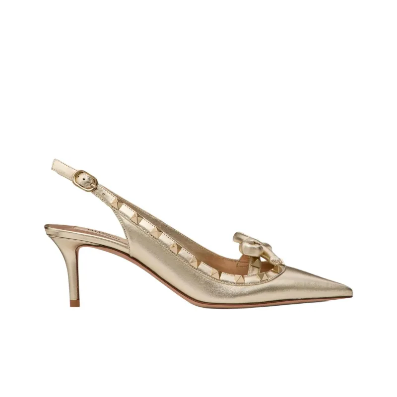 Valentino ROCKSTUD Slim Heel High Heels Women's Gold-1