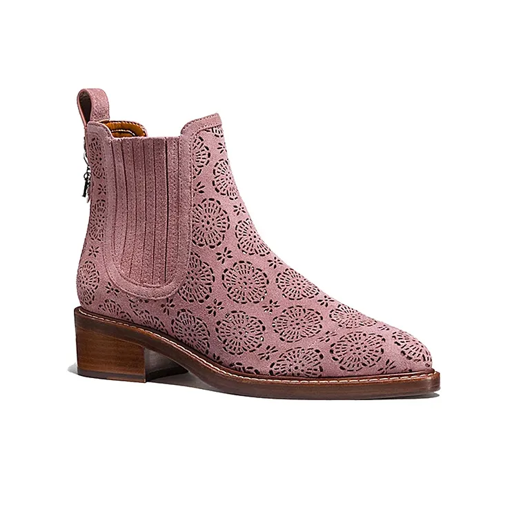 COACH Bowery Chelsea Ankle Boots Women's Gray Rose-2