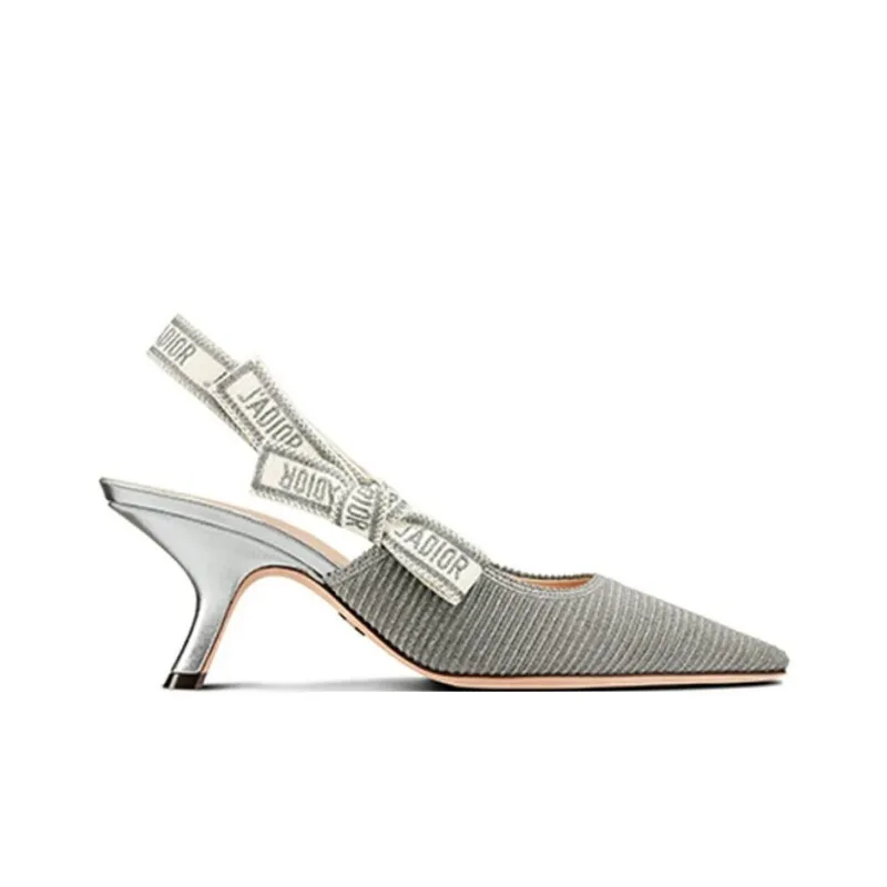 DIOR J'Adior Flared Heel High Heels Women's Silver-1