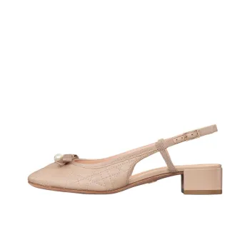 DIOR Ballet Chunky Heel High Heels Women's Apricot