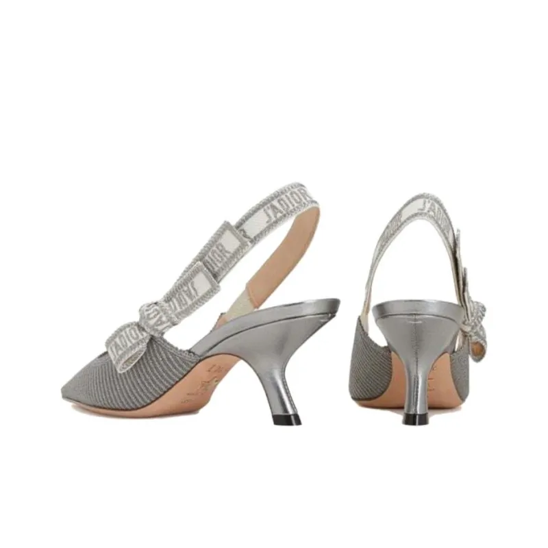DIOR J'Adior Flared Heel High Heels Women's Silver-4