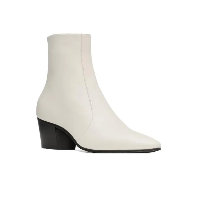 SAINT LAURENT Vassili Ankle Boots Men's Ivory White-2