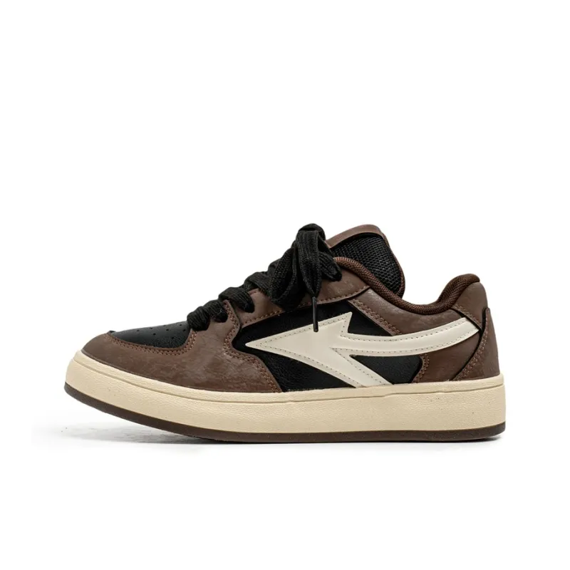 Mengsai Wear resistant And Lightweight Low Top Skateboard Shoes Men's Black Brown-0