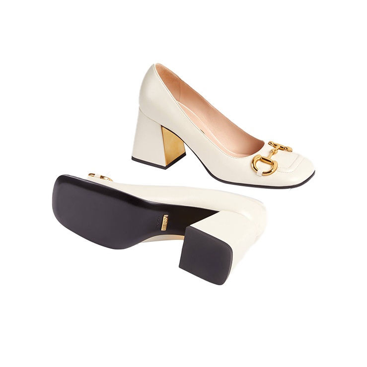 GUCCI Horsebit 75mm Pump White Leather Women's - POIZON