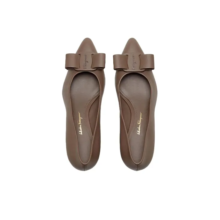 FERRAGAMO Chunky Heel High Heels 5.5cm Women's Taupe-3