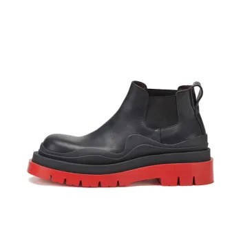 Bottega Veneta Tire Ankle Chelsea Boot Black Red Women's