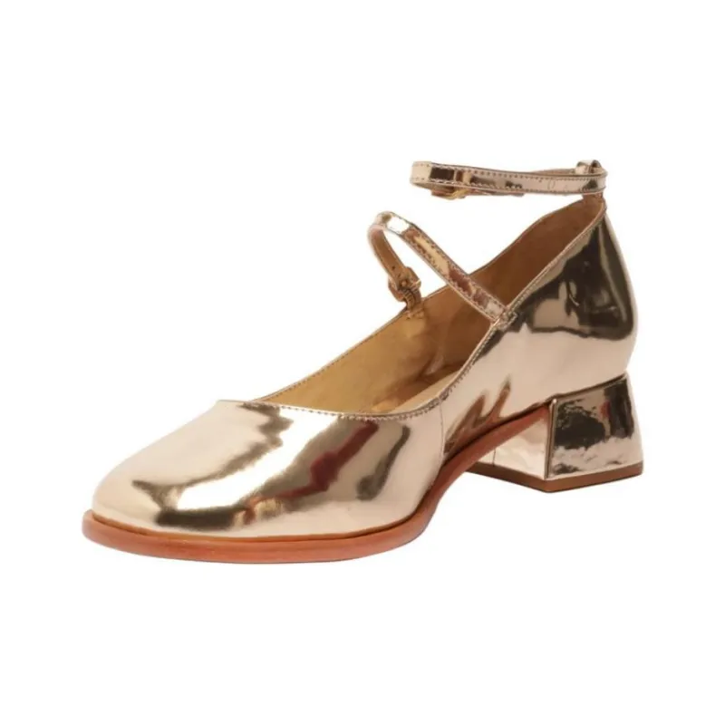 Schutz Dorothy Chunky Heel High Heels 4cm Women's Gold-3
