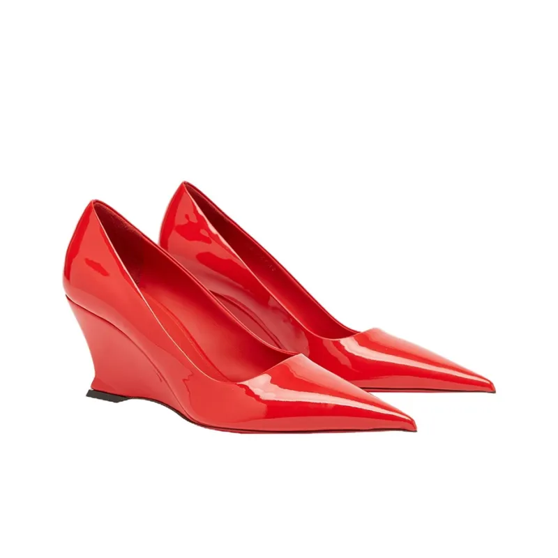 FERRAGAMO Wedge Heel High Heels 7cm Women's Red-2