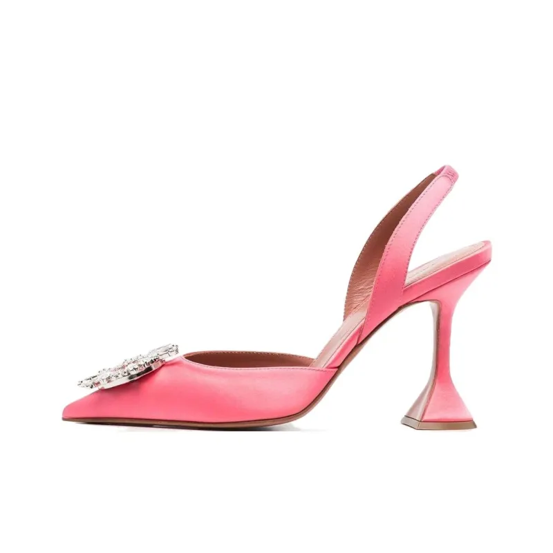 AMINA MUADDI Rosie 95mm Satin Slide Sandal Bubble Pink-0