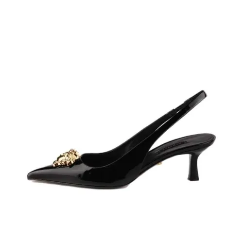 VERSACE La Medusa Slim Heel High Heels 5.5cm Women's Black Gold