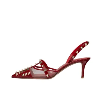 Valentino Rockstud Slim Heel High Heels Women's Red