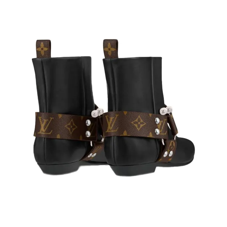 LOUIS VUITTON Rhapsody Ankle Boots 'Black With Monogram Belt' Women's-2