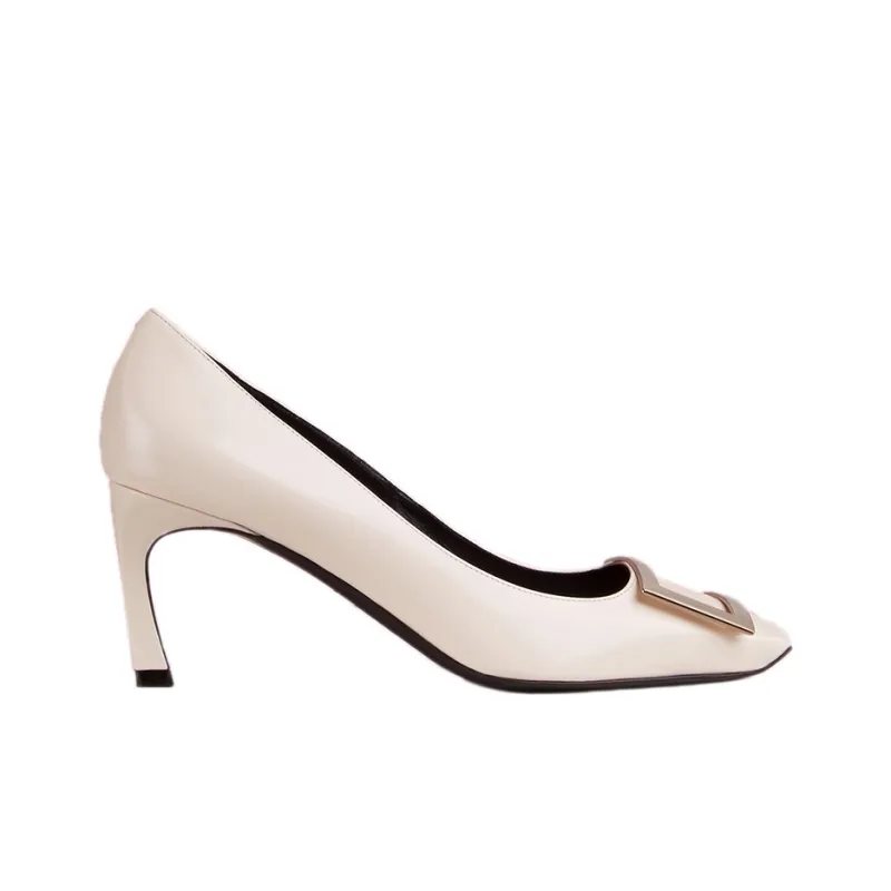 Roger Vivier Belle Vivier Trompette Slim Heel High Heels 7cm Women's Cream-1