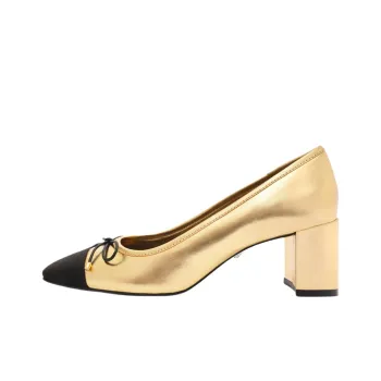 Schutz Arissa Block Chunky Heel High Heels 6.5cm Women's Gold