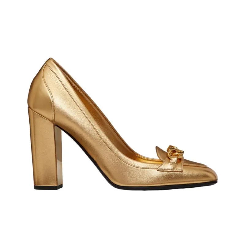Valentino VLogo Chain Linked Square Toe Pumps-1