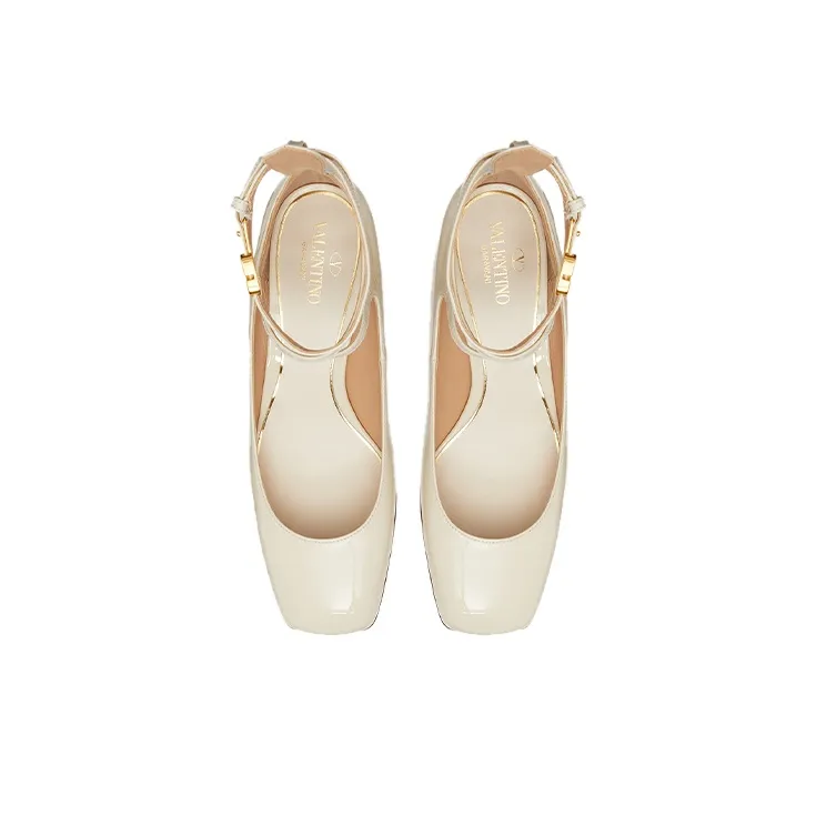 Valentino Tan-Go VLogo Plaque Block Heel Pumps-3