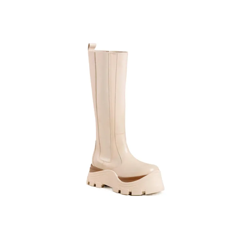 ALOHAS Knee-High Chelsea Boots 6cm Women's White-1