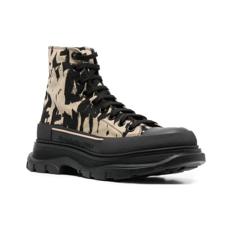 Alexander McQueen Graffiti Tread Slick Boot Beige Black-2