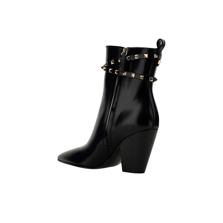 Valentino Rockstud Ankle Boots 5cm Women's Black-3