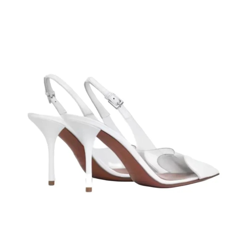 Alaia LE CŒUR Slim Heel High Heels Women's White-3