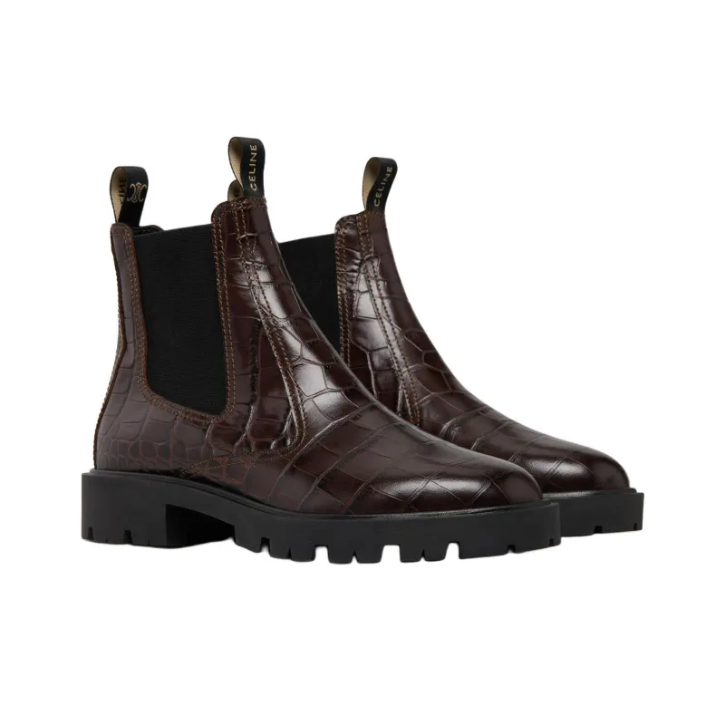 CELINE Margaret Short Chelsea Boots 3.5cm Women's Umber-2