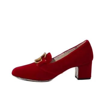 GUCCI Chunky Heel High Heels 5.4cm Women's Red