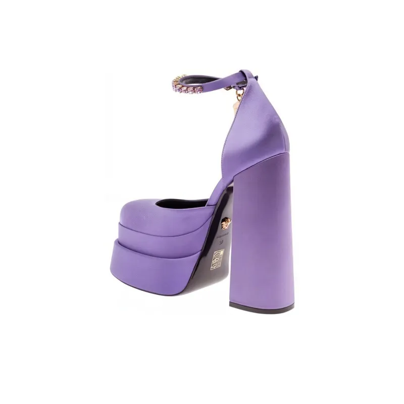 VERSACE Medusa Aevitas 155mm Platform Pumps Lilac Satin-3