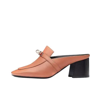 HERMES Blossom Block Heel High Heels Women's Chao Pink