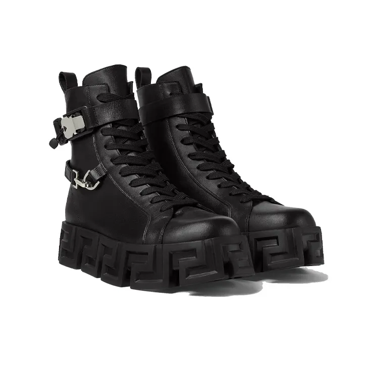 VERSACE Greca Labyrinth Ankle Boots Men's Black-2