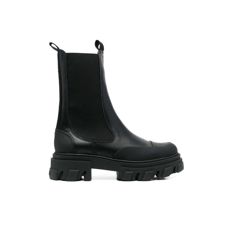 GANNI Cleated Faux-leather Chelsea Boots-1