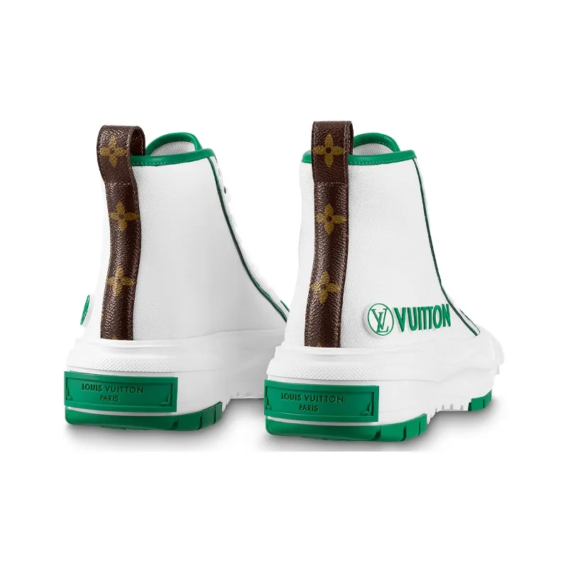 LOUIS VUITTON Squad Ankle Sneakers 'White Green' Women's-4