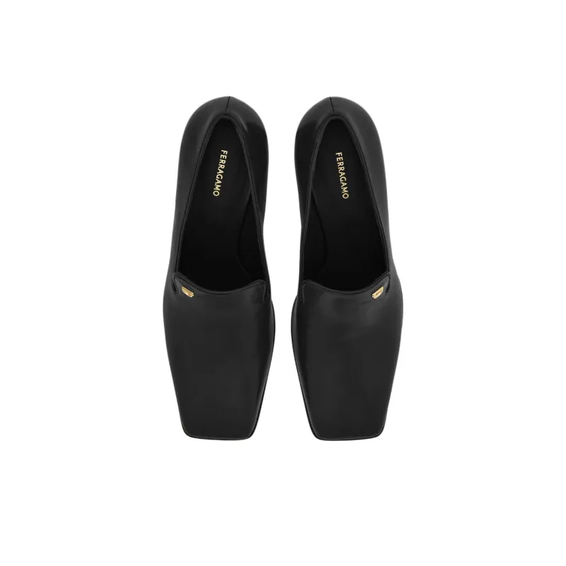 FERRAGAMO Mocassino Block Heel High Heels 7cm Women's Black-3