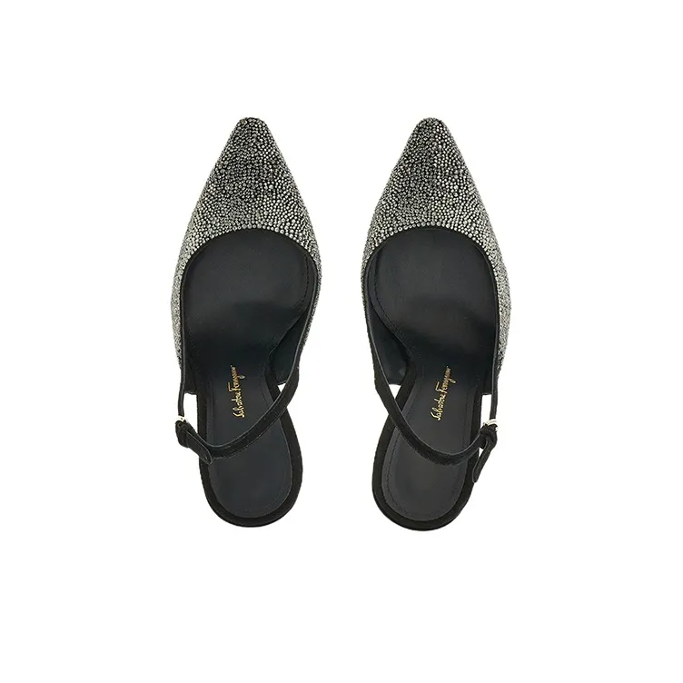 FERRAGAMO Slim Heel High Heels 10cm Women's Black-3