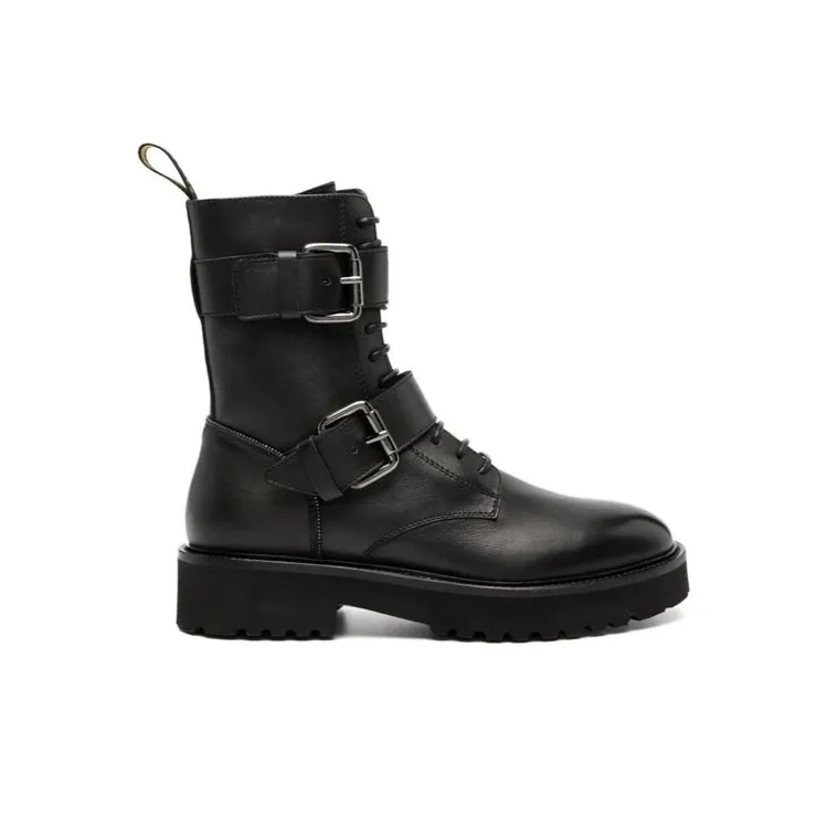 DOUCAL'S Buckled Lace up Leather Boots Women's-1