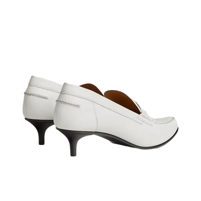 HERMES Glorious Slim Heel High Heels 4cm Women's White-2