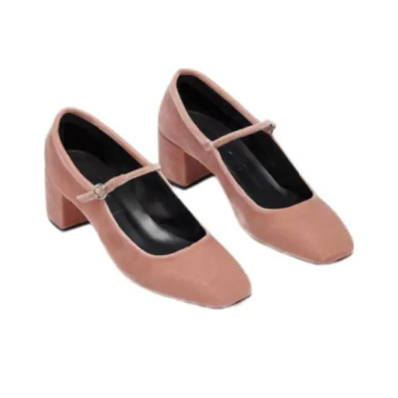 Aeyde Aline Chunky Heel High Heels 4.5cm Women's Pink-4