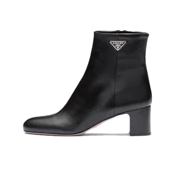 PRADA Logo plaque Leather Ankle Boots